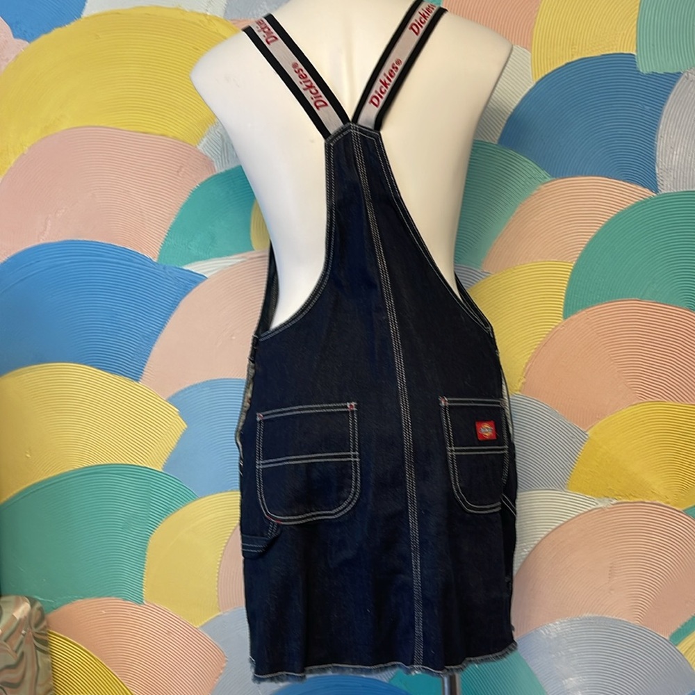 Dickies overall denim dress size medium red dark denim - Picture 5 of 7
